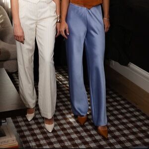 Vince High-Waist Fluid Satin Bias Pants in Pacific